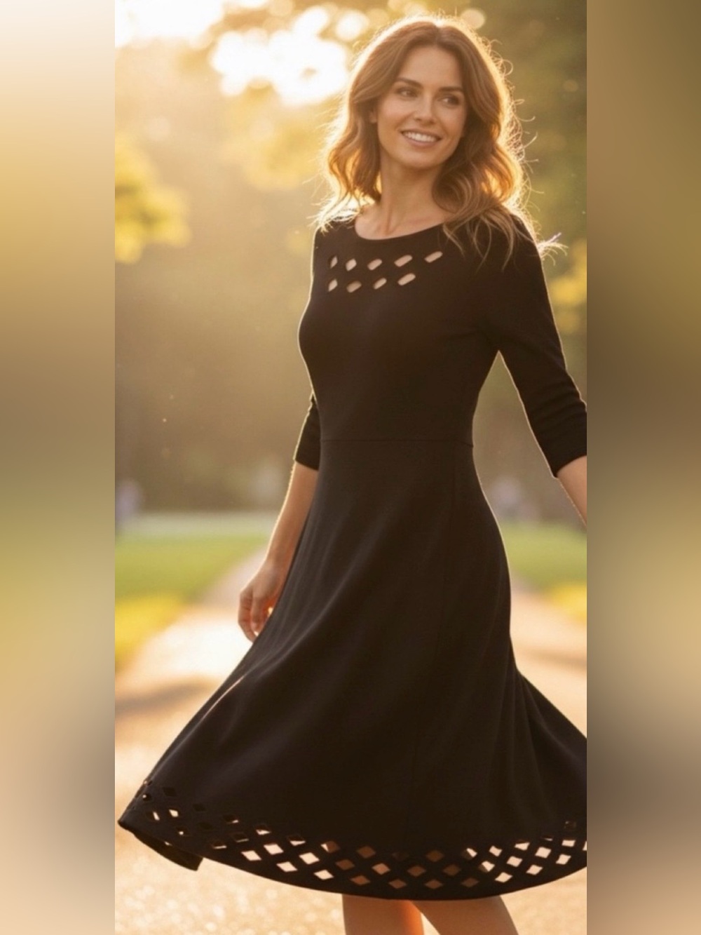 NIC+ZOE Black Long-Sleeve Cutout A-Line Dress